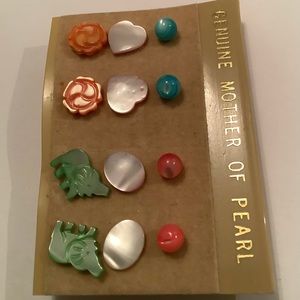 ❤️Vintage Set of Mother of Pearl Earrings Studs (6 pairs)